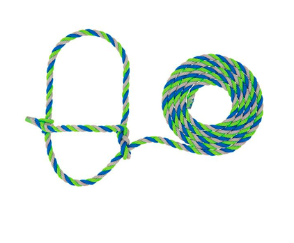 AC35-7900--H52 Halter Rope Cattle - Lime / Blue / Grey