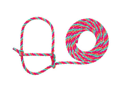 AC35-7900--H37 Halter Rope Cattle - Hot Pink/Coral/Mint