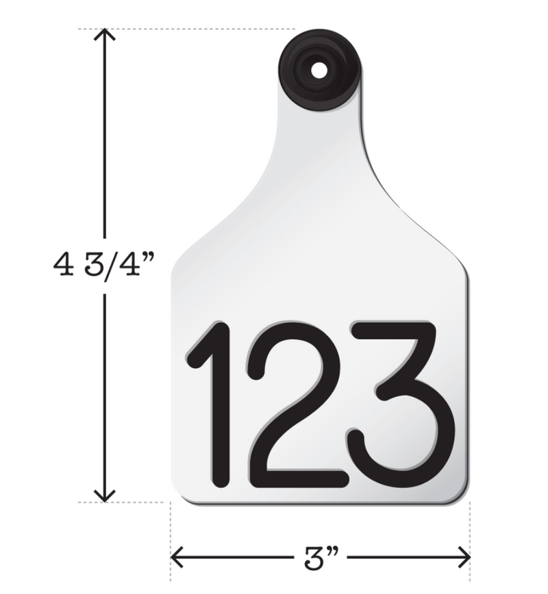 ACRTCOW2-Lg-Wht/Blk Ritcey Cow Tags 25's (white/Black)