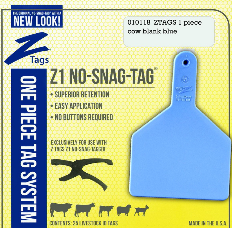 ACNZCOW-Cow-Blue New Z Cow Tags Blank 25's