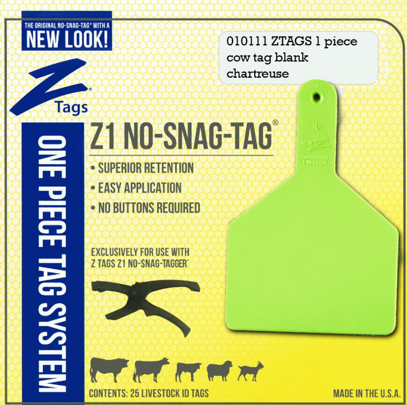 ACNZCOW-Cow-Lt Green New Z 2PC Cow Tags Blank 25's