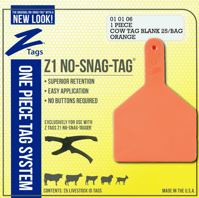 ACNZCOW-Cow-Orange New Z Cow Tags Blank 25's