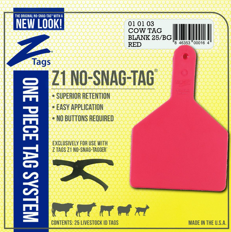 ACNZCOW-Cow-Red New Z Cow Tags Blank 25's