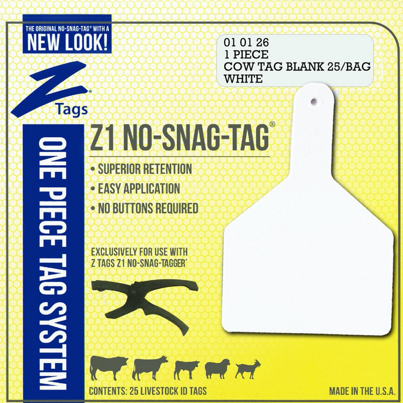 ACNZCOW-Cow-White New Z Cow Tags Blank 25's