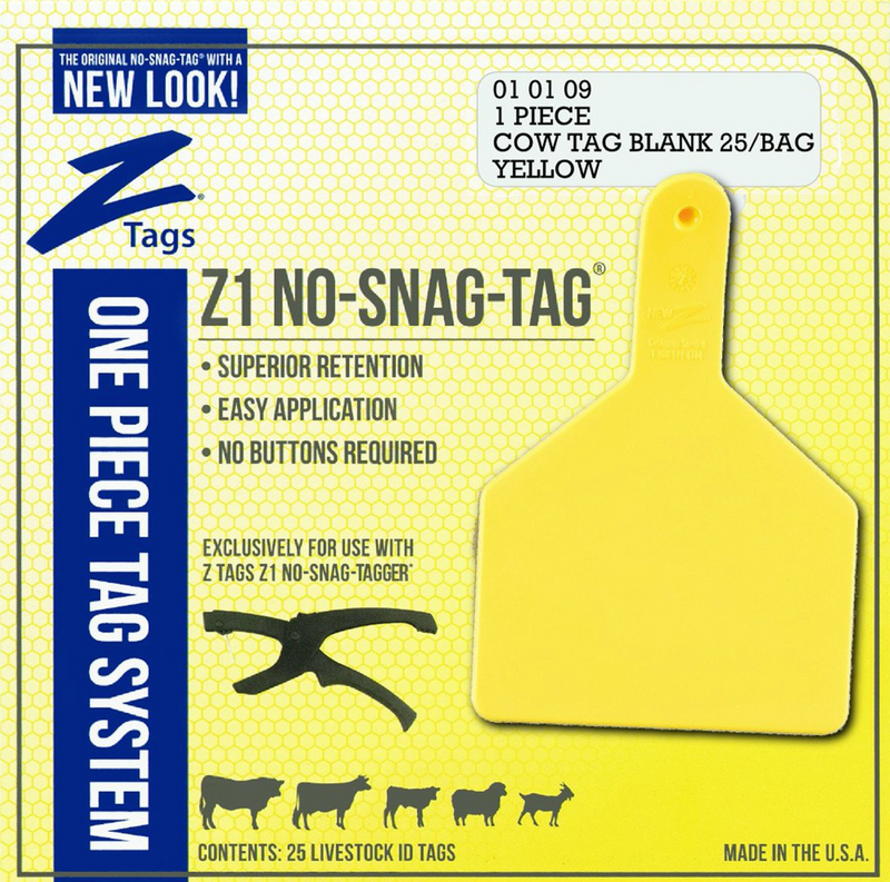 ACNZCOW-Cow-Yellow New Z Cow Tags Blank 25's