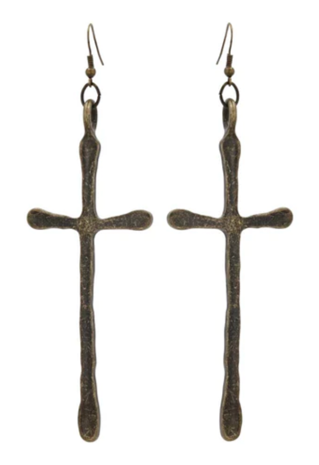 BGAER5215 Earrings - Bronze Cross - Attitude
