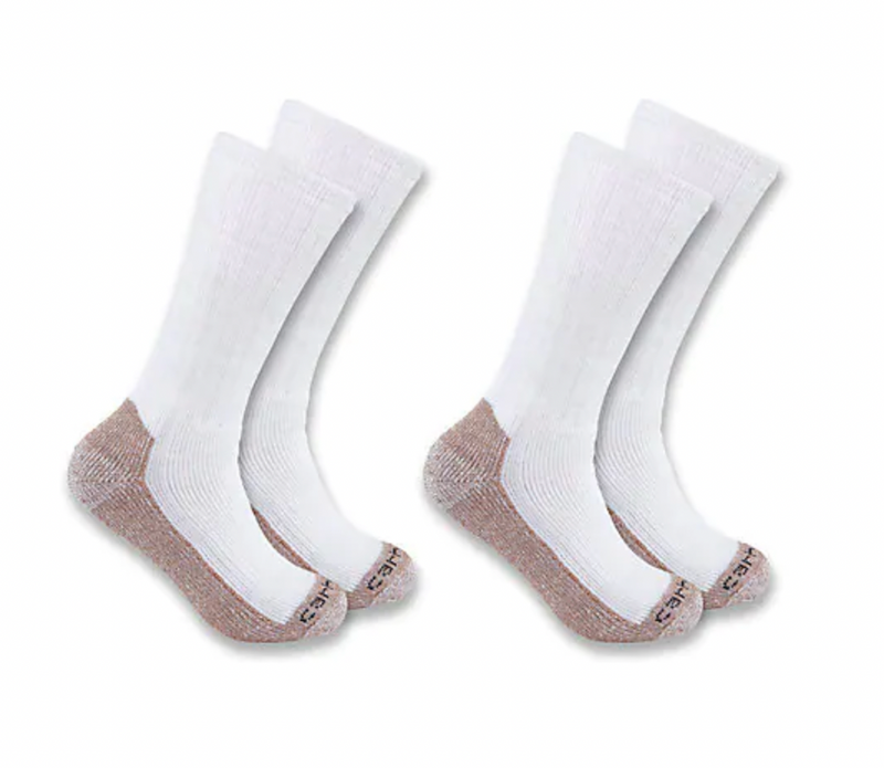 CLSB7672M-L-Wht/Brwn Socks Mens- Midweight Steel Toe Boot 2 Pair