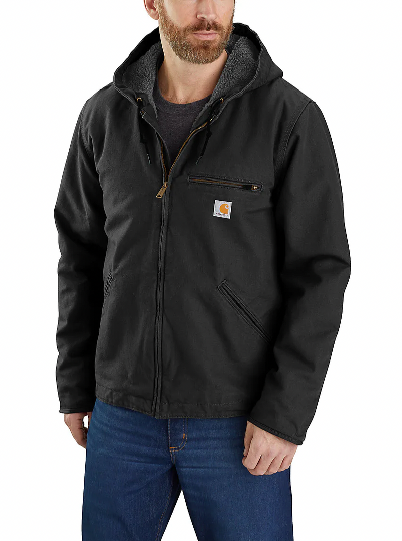 CL104392-L-Black Jacket Carhartt Relaxed Fit Sherpa Lined