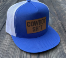 CL045 Cowboy Sh*t Cap- Leather Patch- Royal/White