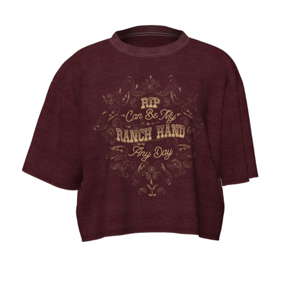 CL112323573 T Shirt S/S Wrangler-Yellowstone "Rip Can Be My Ranch Hand Any Day" Crop