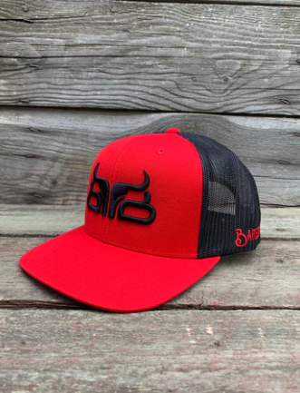 CLCAP2-O/S-Red/Blk Baredown Cap- Flat