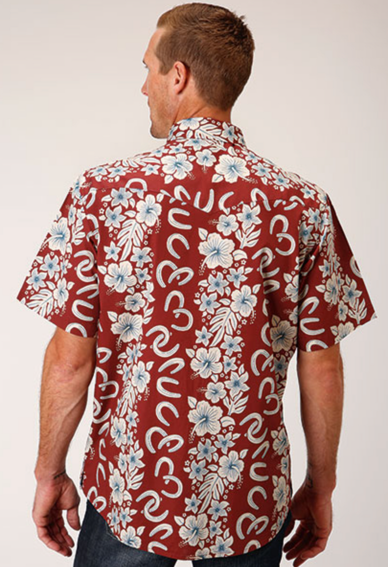 CL03-002-0064-0300 Roper Shirt S/S Hawaiian Horseshoe Print