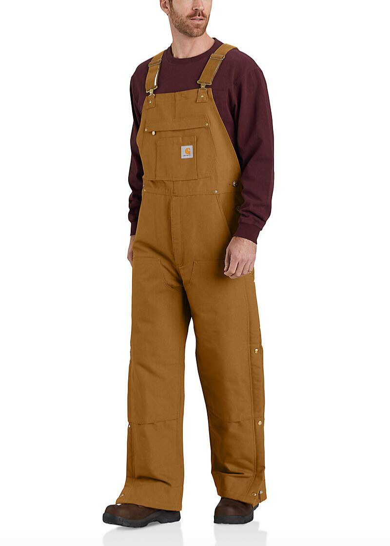 CL104393-XL-Regular LINED Legs Bib Overalls "LOOSE FIT" Zip to Thigh