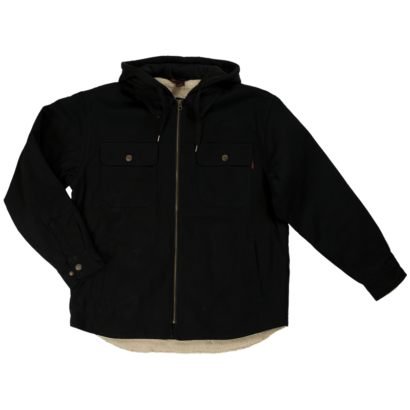 CLWS031-S-Black Jacket Shirt Tough Duck Sherpa Lined w/ Hood