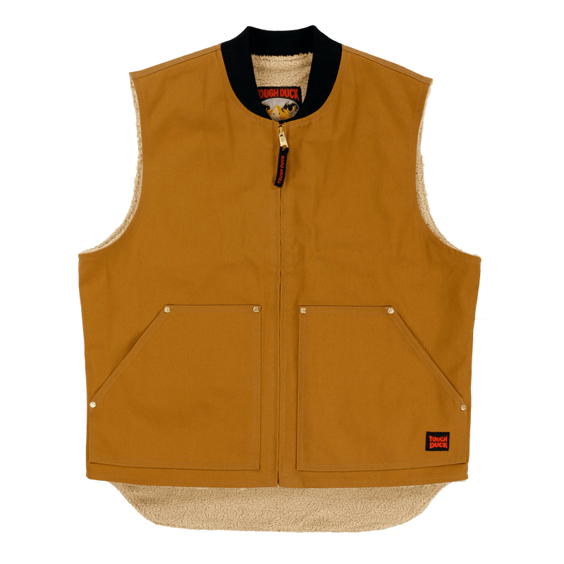 CLWV061-XL-Brown Vest Tough Duck Sherpa Lined