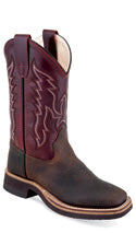 CLBSC1889-10 Cowboy Boot Kids Burgundy/Brown