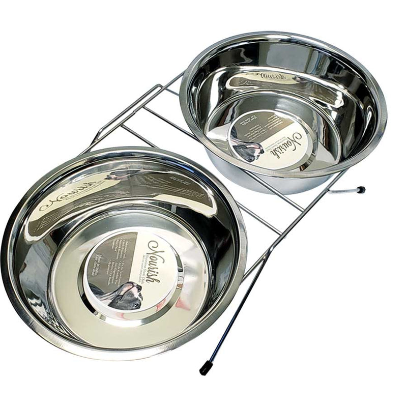 PSD688-61520 Dog/Pet Dish Double w/Stand SS 32oz