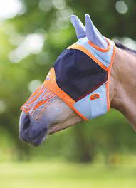 TKACC317-FULL-Orange Fly Mask w/Ears & Fringe