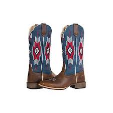CLNO66043-7-Brn/Blue Cowboy Boots Ladies All Round "Santa Fe"