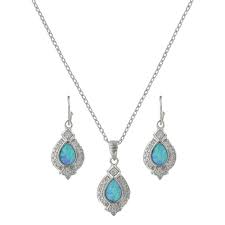 BGJS3852 Jewelry Set - Tear Drop Opal & Fancy CZ