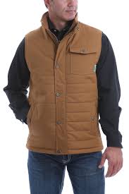 CLMWV1532001-L-Lt Brn Vest Cinch Mens Quilted
