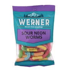 BGWE80033 Werner Candy - Sour Neon Worms- 198g