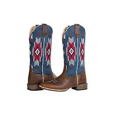 CLNO66043-6.5-Brn/Blue Cowboy Boots Ladies All Round "Santa Fe"