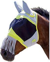 TK6677-Cob-Lime Fly Mask w/Ears & Muzzle Fringe