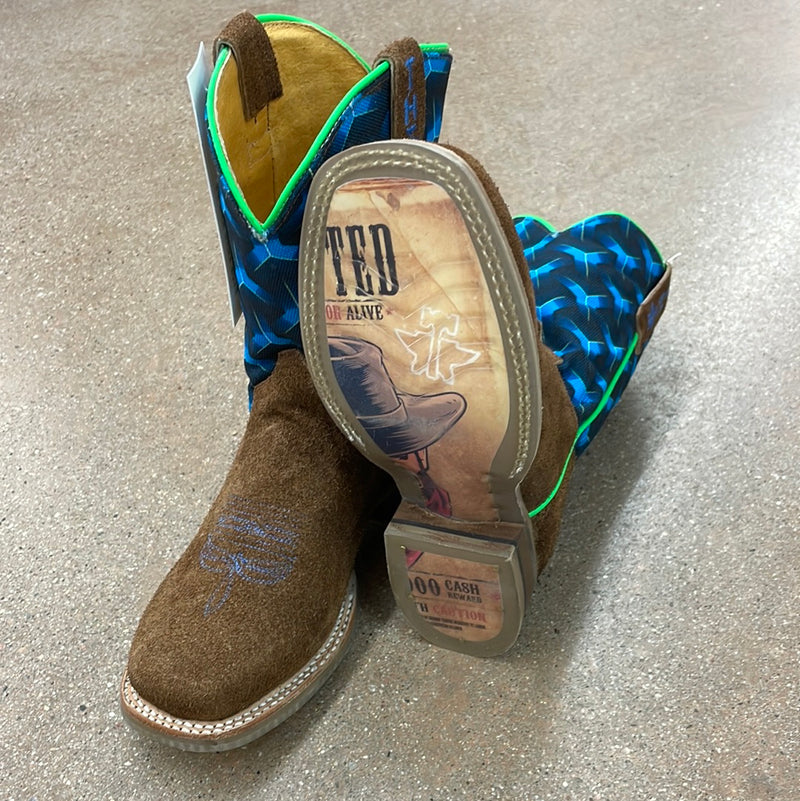 CL09-018-0200-0003-1-Blue/Grn Childrens Tin Haul Cowboy Boots