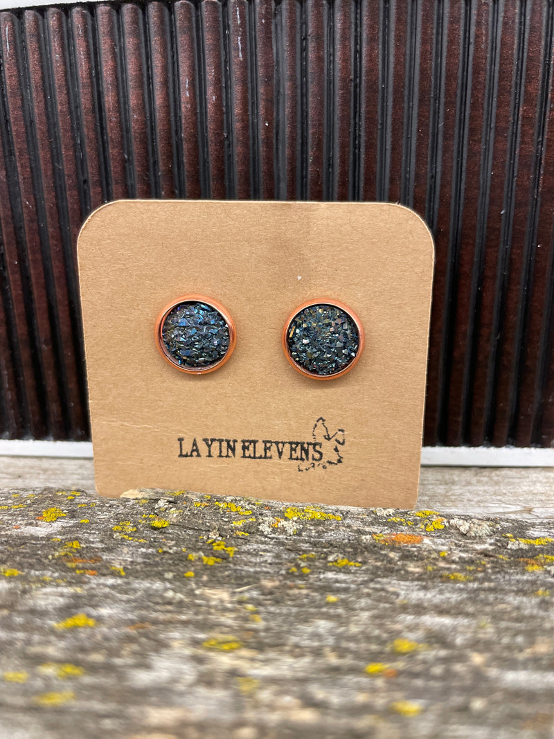 BGLAYINELEVANS--Ros/Blk Layin Elevans Earrings