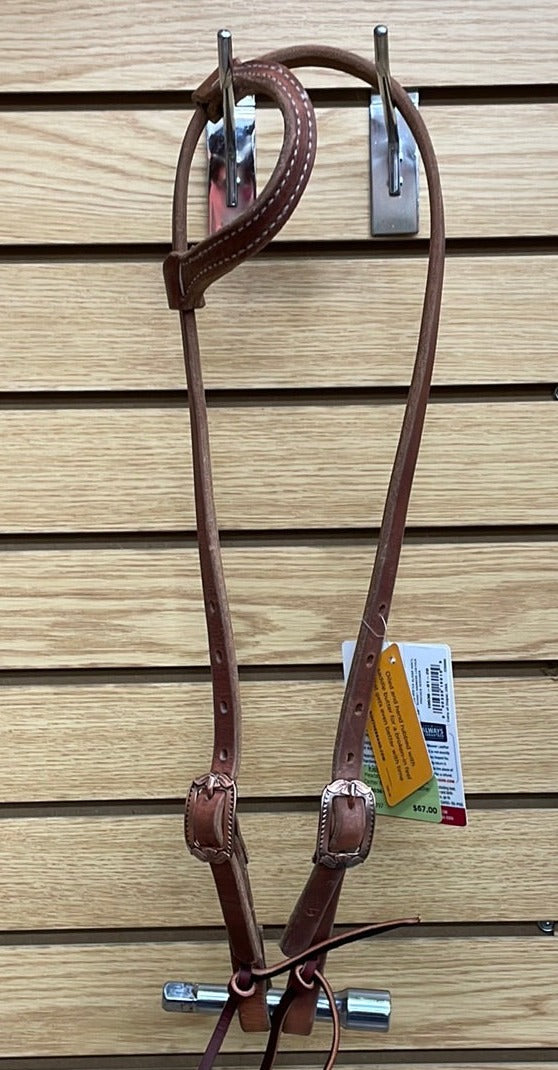 TK10036-01-20 Headstall Sliding Ear Salt Lick Center Russet Harness Leather