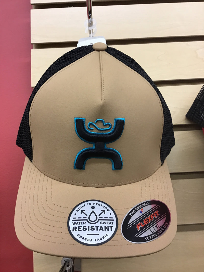 CL2012TNBK-L/XL-Tan/Blk Cap - Hooey Coach w/Blk/TQ Logo Flexfit