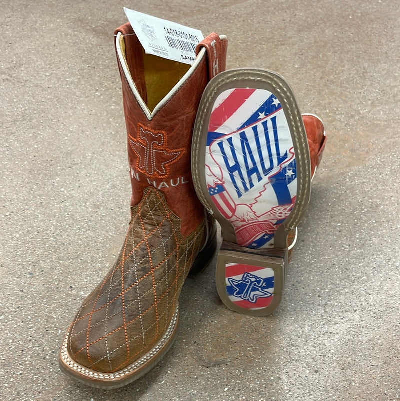 CL09-018-0200-0003-13-RedOrang Childrens Tin Haul Cowboy Boots