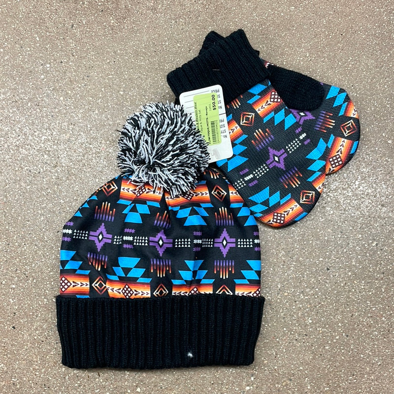 CLJ&CTOQUE/MITTS--Navajo Toque & Mitts Set