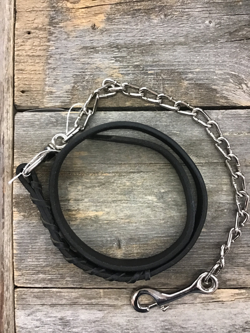 AC527 Show Halter Lead Leather/Laced-Blk