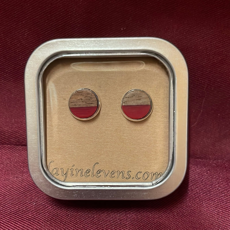 BGLAYINELEVANS--Wood/Red Layin Elevans Earrings