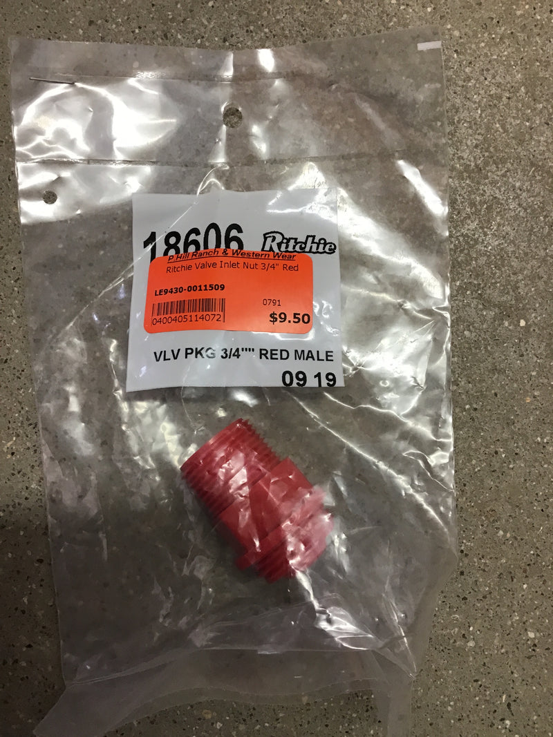 LE9430-0011509 Ritchie Valve Inlet Nut 3/4" Red