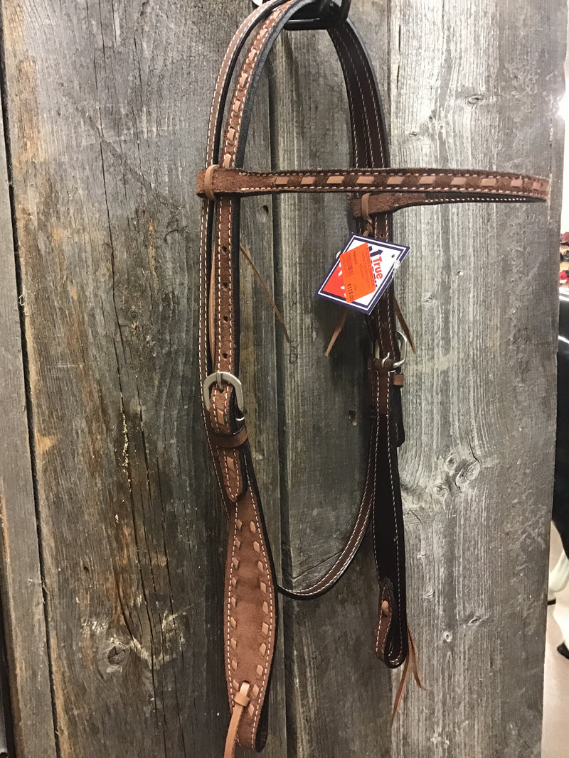 TKWB2945 Headstall Browband rough out w/Buckstich