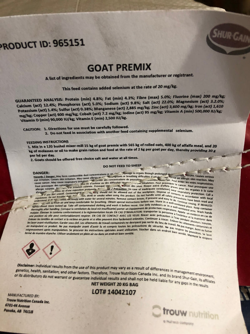 FSGOATMINERAL Goat Mineral Premix 25kg Bags
