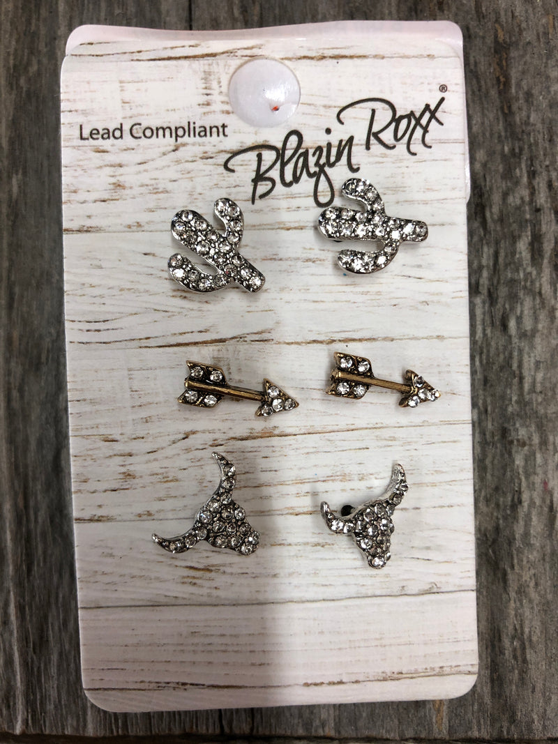 BG30959 Earrings 3pc set - LH - Arw - Cactus