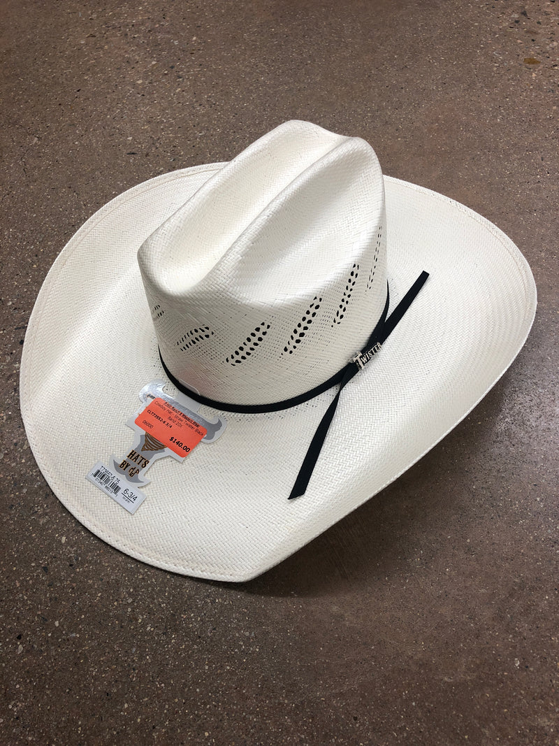 CLT73552-6 3/4 Cowboy Hat - Straw Twister Black Band 20X