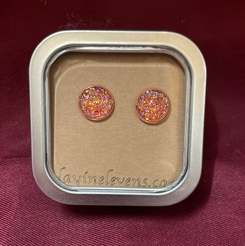 BGLAYINELEVANS--Ros/PkOr Layin Elevans Earrings