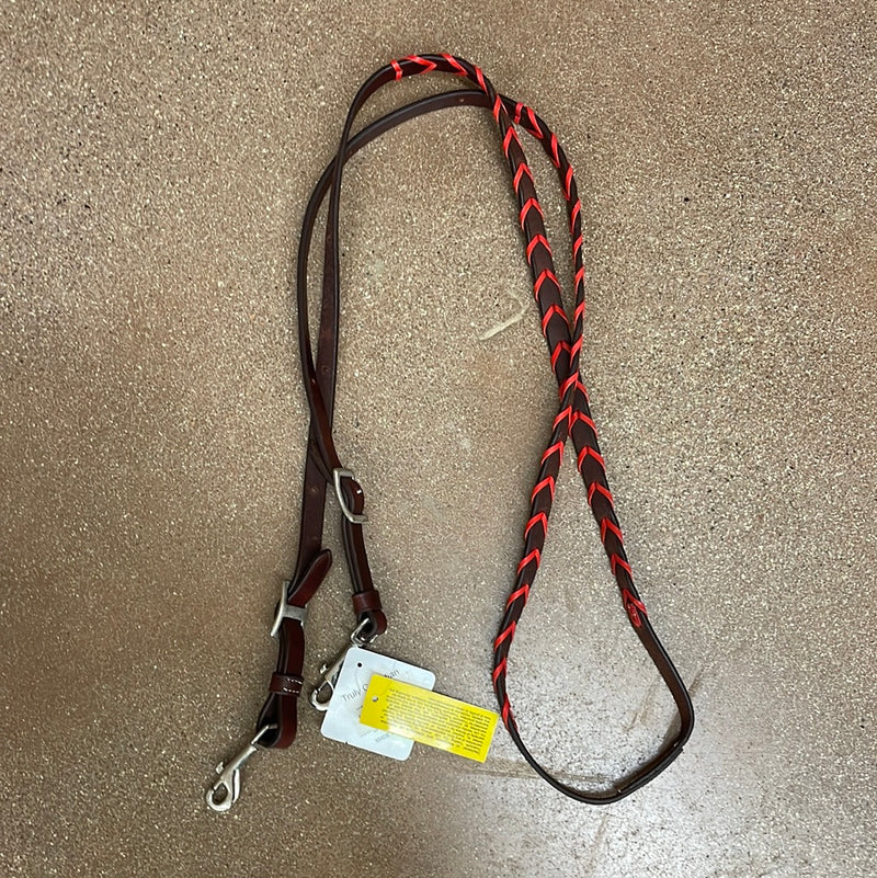 TKWR9006 Laced Barrel Reins with Blood Knot Ties Dark Oil - Assorted
