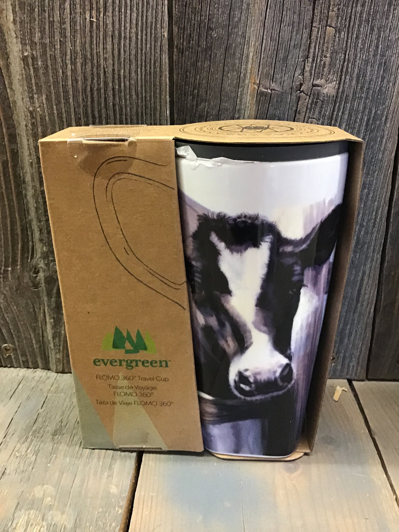 BG3CLC977851 Ceramic Travel Cup 17oz  Farm House Cow