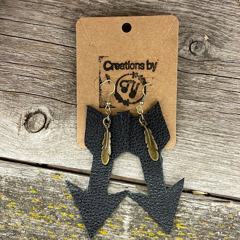 BGEARRINGTF3 Earrings Arrow & Feather - Leather