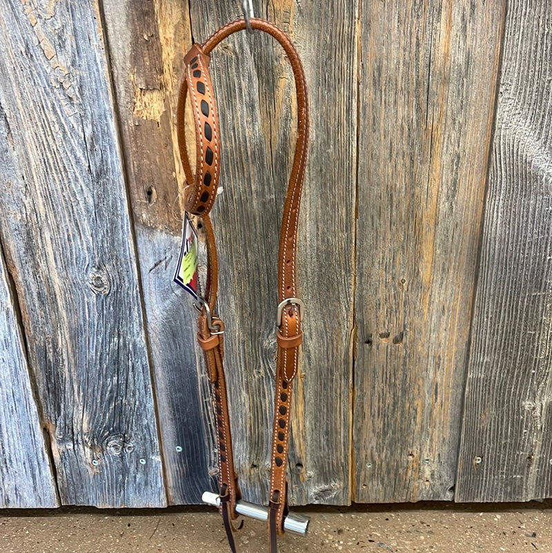 TKWB2267 Headstall - One Ear w/ Ties Contrast Buckstitch