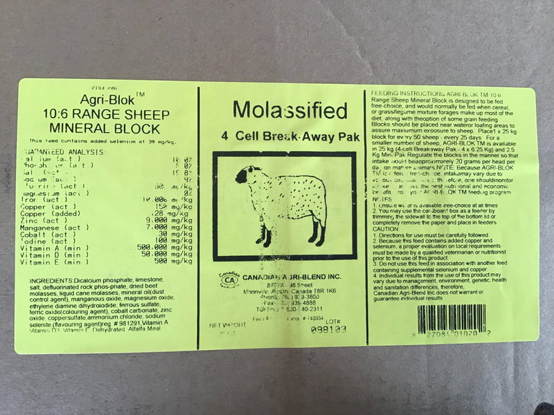 FSSHEEP10:6 Agri-Blok 10:6 Sheep 4-Cell 25kg