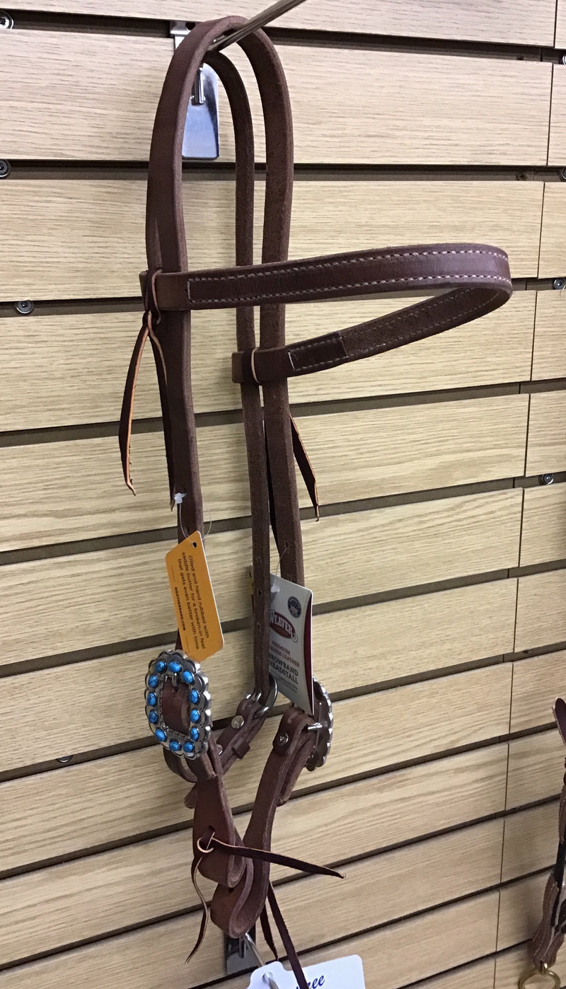 TK10036-00 Headstall Browband Turq Stone Buckles