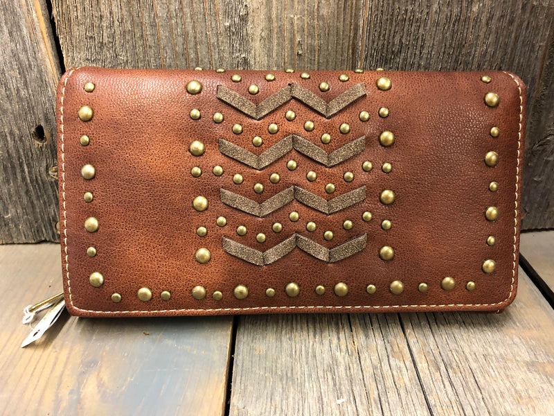 BGMW818-W010CF Wallet - Brown Lace/Brass Studs