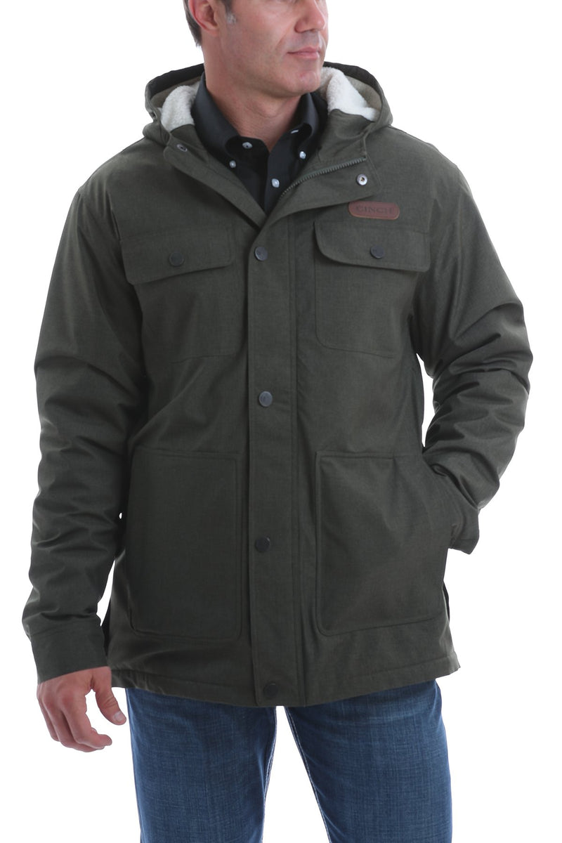 CLMWJ1527001-L-Olive Cinch Mens Jacket Barn Coat/Sherpa Lining